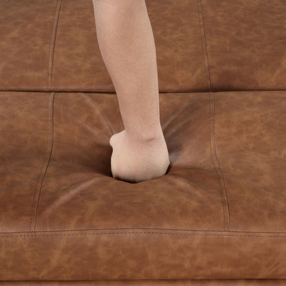 Twin Size Folding Ottoman Sleeper Bed with Mattress Convertible Guest Bed Brown