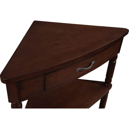 33.8" Small Triangle Corner Table, Wood Corner Side Table for Small Spaces/ Living Room, 3 Tier End Corner Table with Solid Wood Legs, Light Espresso