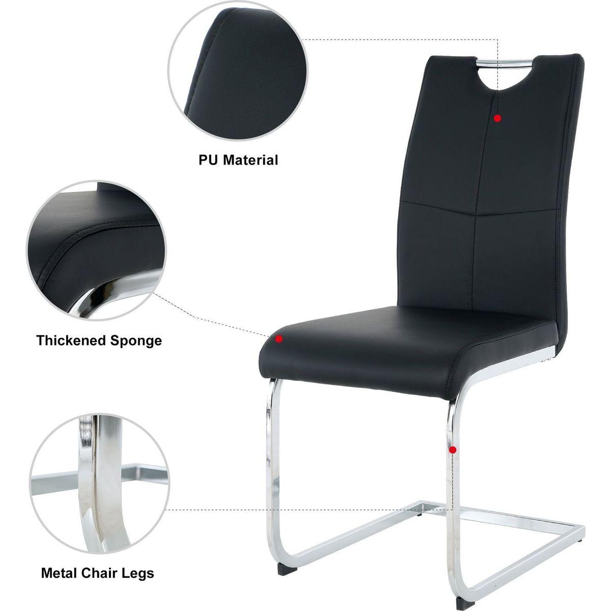 Modern Dining Chairs with Faux Leather Padded Seat Dining Living Room Chairs Upholstered Chair with Chrome Metal Legs Design for Kitchen, Living, Bedroom, Dining Room Side Chairs Set of 2