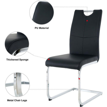 Modern Dining Chairs with Faux Leather Padded Seat Dining Living Room Chairs Upholstered Chair with Chrome Metal Legs Design for Kitchen, Living, Bedroom, Dining Room Side Chairs Set of 2