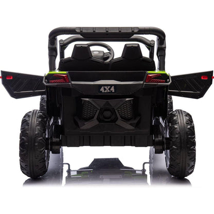 24V Two-Seater Kids Ride On UTV W/Parents Remote Control,Four-Wheel Suspension,Slow Start,Large wheel design,Anti-collision bar,Storage space,Music,USB,Bluetooth,Volume control,LED lights for Kids 3+.