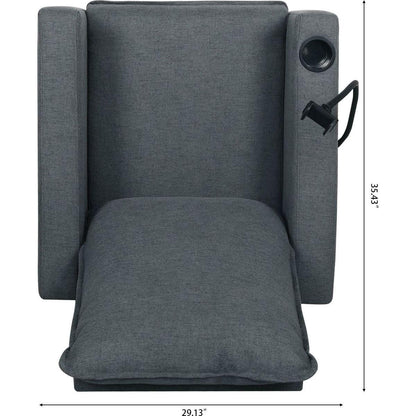 Recliner Chairs for Adults, Adjustable Recliner Sofa with Mobile Phone Holder & Cup Holder, Modern Reclining Chairs Fabric Push Back Recliner Chairs for Living Room, Bedroom, Gray