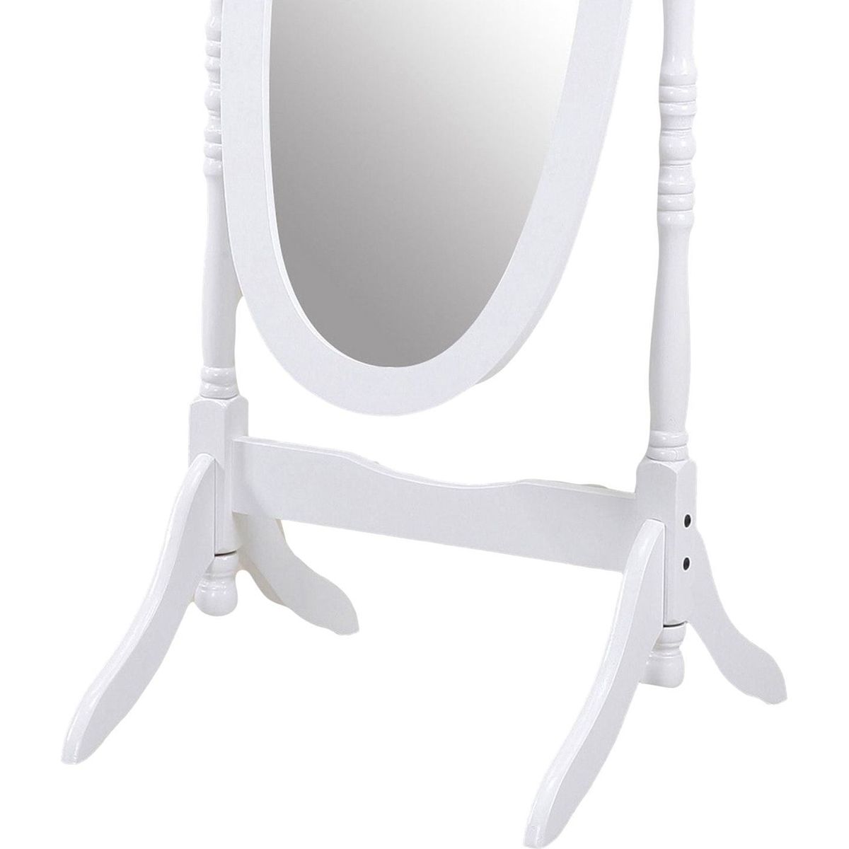 Traditional Queen Anna Style Wood Floor Cheval Mirror, White Finish