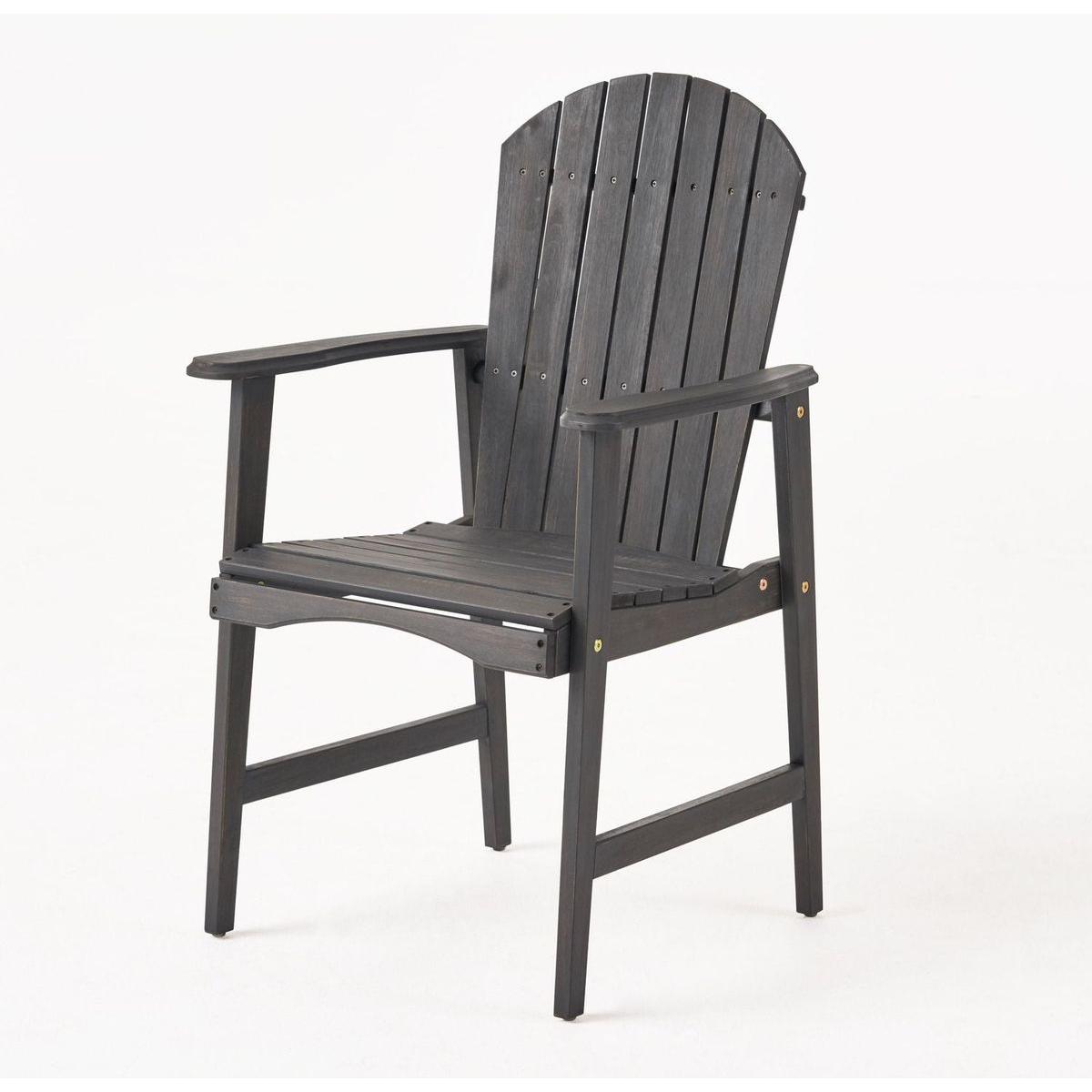 Outdoor Weather Resistant Acacia Wood Adirondack Dining Chairs (Set of 2), Dark Gray Finish