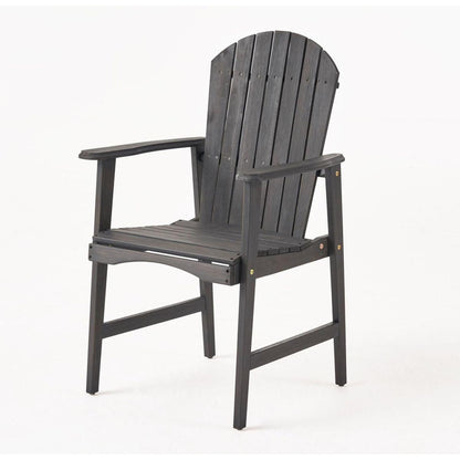 Outdoor Weather Resistant Acacia Wood Adirondack Dining Chairs (Set of 2), Dark Gray Finish