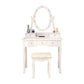 Makeup Vanity Desk and Stool Set, Vanity Mirror with Lights and Table Set, Small Vanity Table for Bedroom (White)