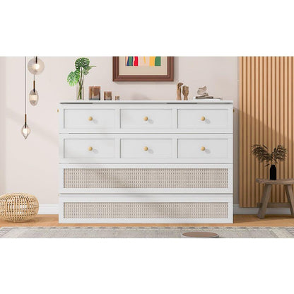 Full Size Murphy Bed with Large Drawers,White