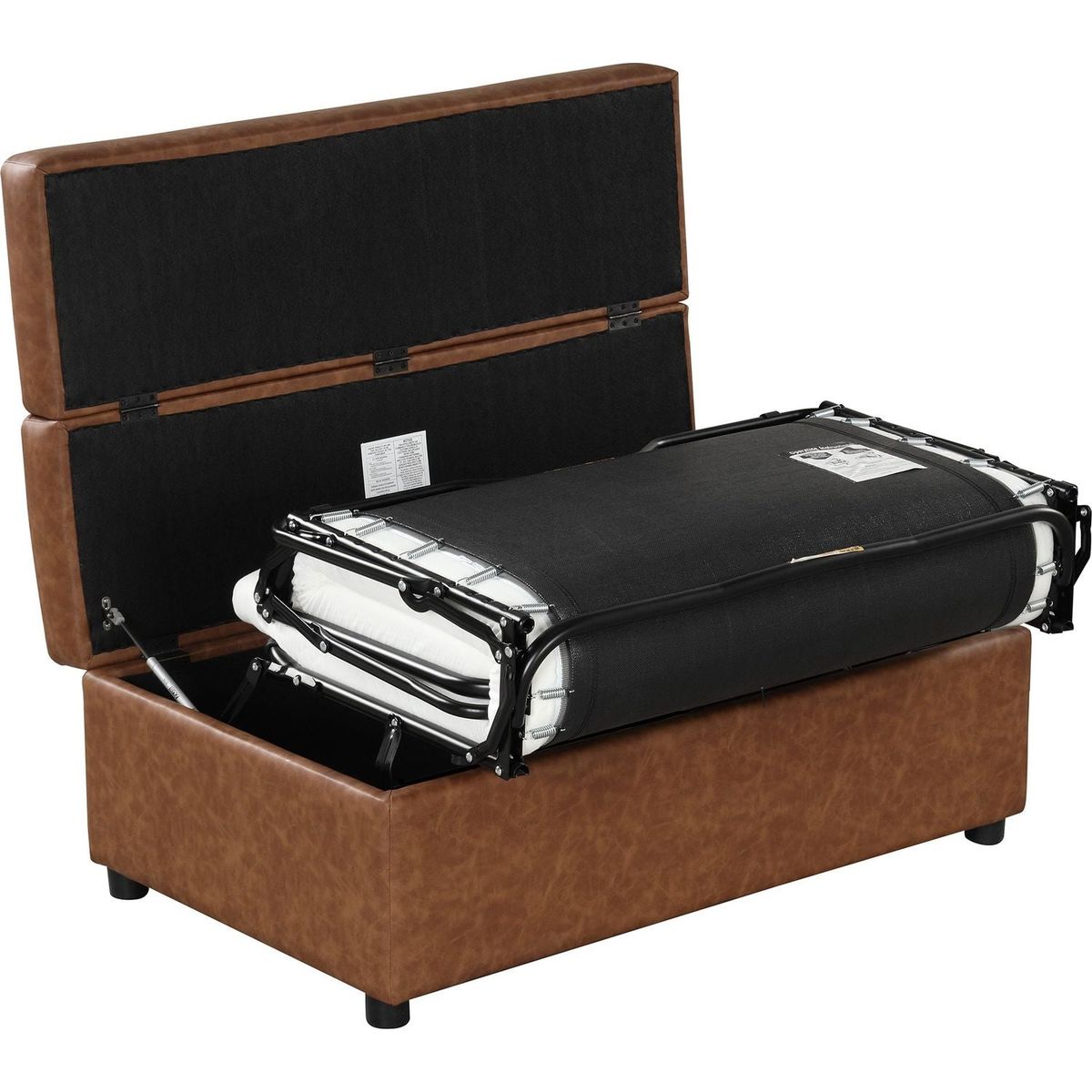 Twin Size Folding Ottoman Sleeper Bed with Mattress Convertible Guest Bed Brown