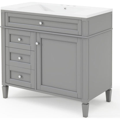 36" Bathroom Vanity with Medicine Cabinet, Royal Blue Mirror Cabinet, Modern Bathroom Storage Cabinet with 2 Soft Closing Doors and 4 Drawers, Single Sink Bathroom Vanity