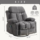 Swinging recliner massage heated sofa, with USB and 2 cup holders in side pockets, PackageA+B (gray fabric)