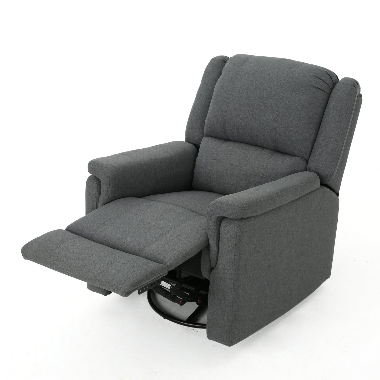 Charcoal Fabric Glider Recliner with Swivel, Manual Reclining Chair