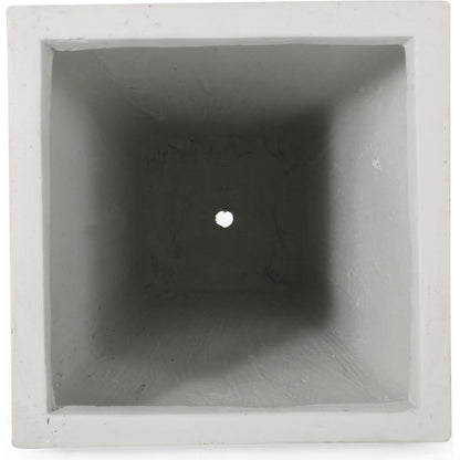 13" Outdoor Modern MGO Small Cast Stone Planter, White