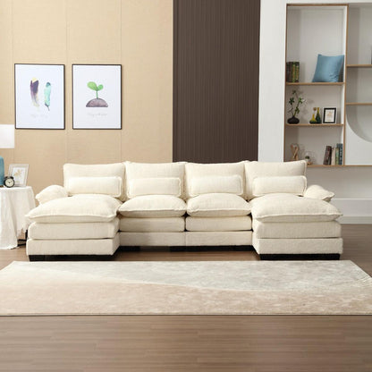 Modern Large chenille Fabric U-Shape Sectional Sofa