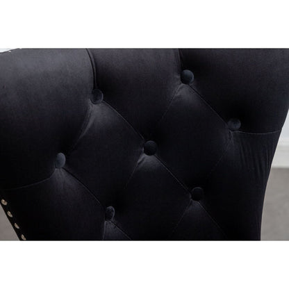 Montura Contemporary Tufted Velvet Chair with Nailhead Trim, Set of 2, Black