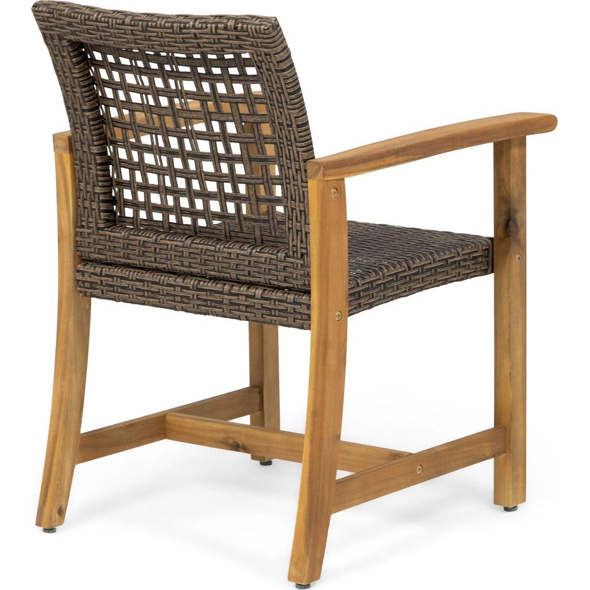HAMPTON WOOD AND WICKER DINING CHAIR(SET OF 2 )