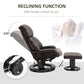 Massage Recliner Chair with Ottoman, 360 Swivel Recliner and Footstool, PU Leather Reclining Chair with Side Pocket and Remote Control, Brown