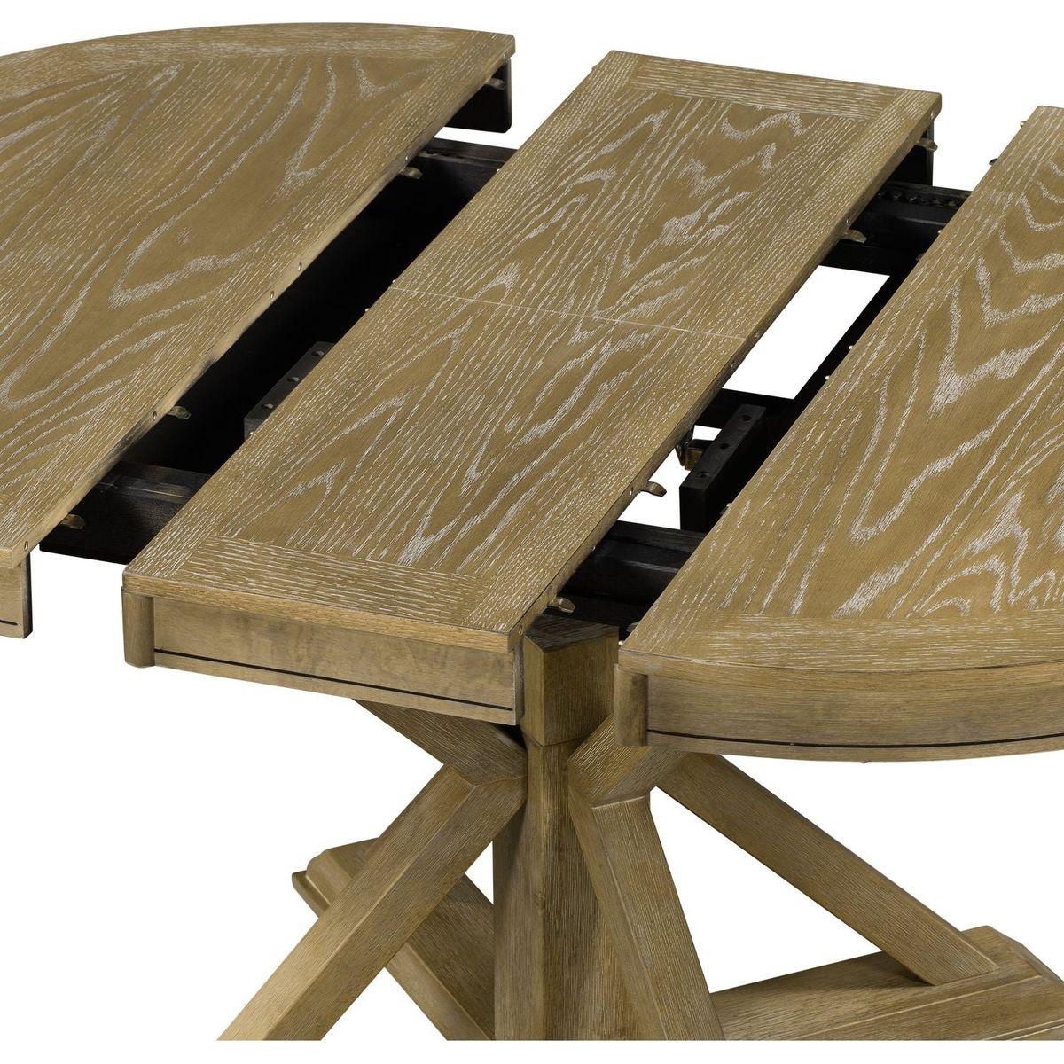 Retro Functional Extendable Dining Table with a 12" Leaf for Dining Room and Living Room (Natural Wood Wash)