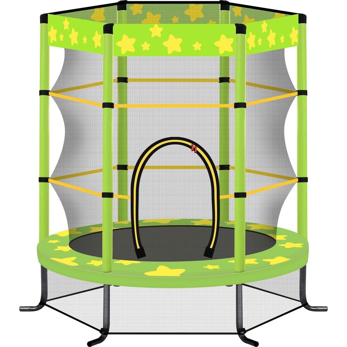 55 Inch Kids Trampoline with Safety Enclosure Net, 4.5FT Outdoor Indoor Trampoline for Kids (GREEN)