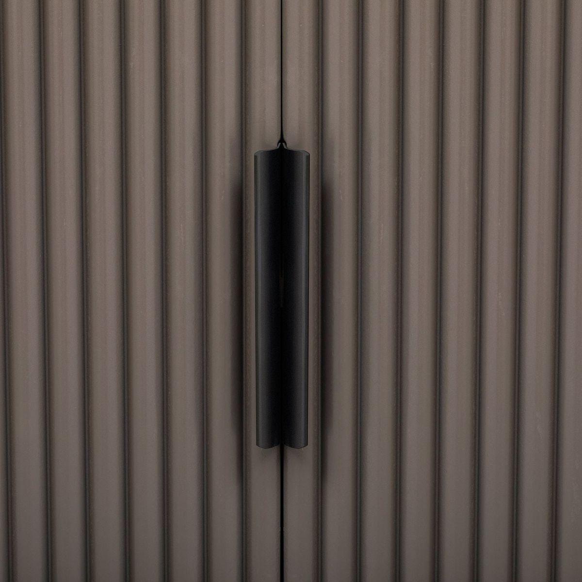 Vertical Striped Door Storage Cabinet with Metal Handles, Adjustable, Suitable for Study, Entryway and Living Room