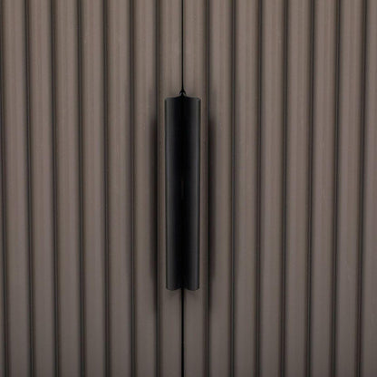 Vertical Striped Door Storage Cabinet with Metal Handles, Adjustable, Suitable for Study, Entryway and Living Room