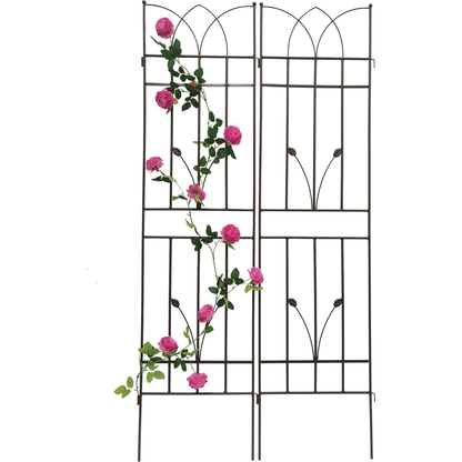 2 Pack Metal Garden Trellis 71" x 17.7" Rustproof Trellis for Climbing Plants Outdoor Flower Support Brown