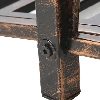 3.3' Metal Arch Zen Garden Bridge with Safety Siderails, Decorative Footbridge, Delicate Scrollwork & Corner Spheres for Stream, Fish Pond, Bronze