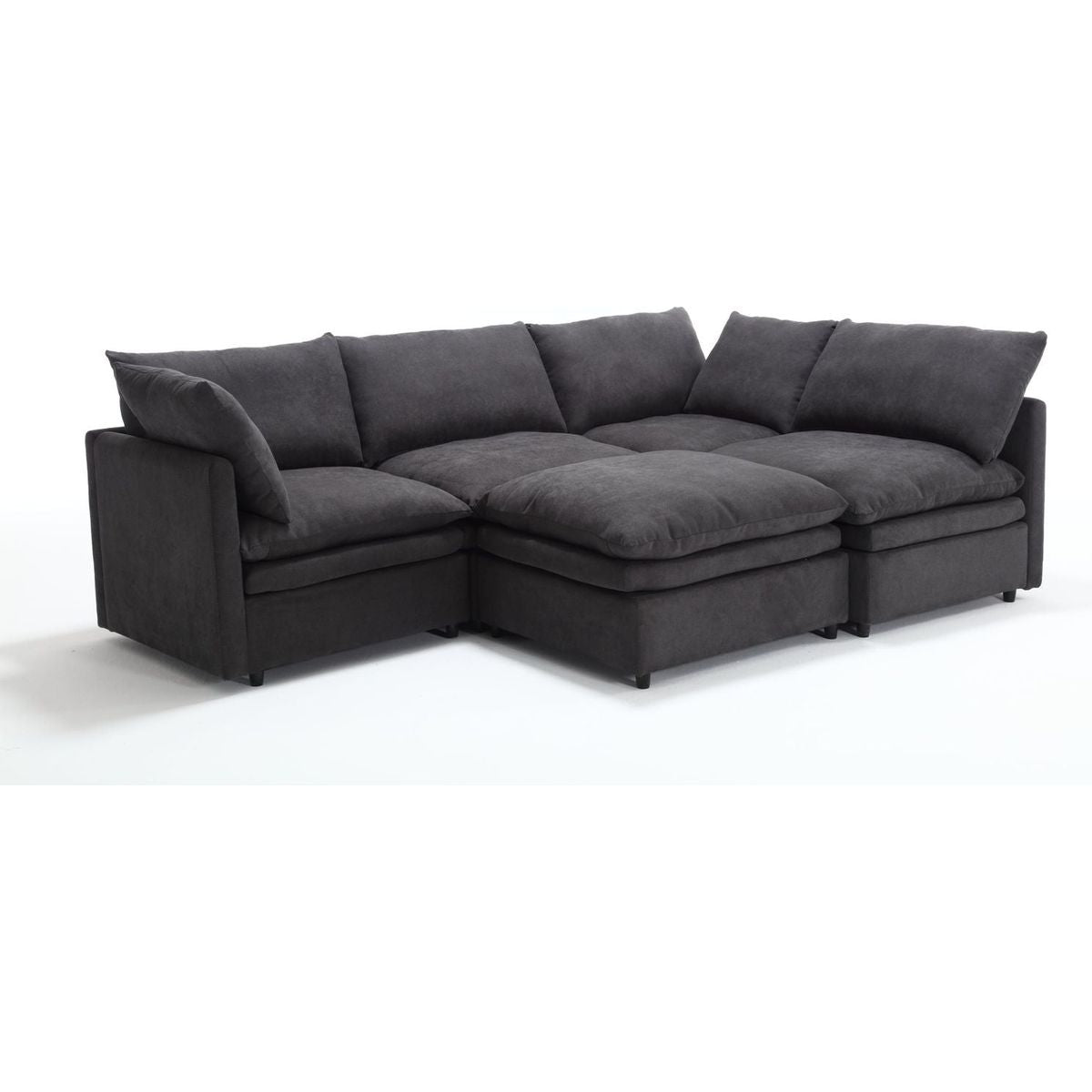 Modern U-shaped Sectional Sofa, 5-seat Upholstered Sofa Furniture,Sleeper Sofa Couch with Chaise Lounge for Living Room,Apartment,Dark Gray,Polyester