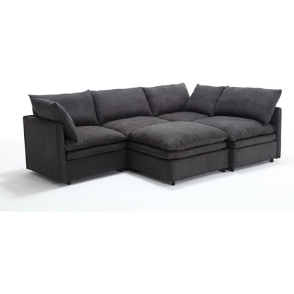 Modern U-shaped Sectional Sofa, 5-seat Upholstered Sofa Furniture,Sleeper Sofa Couch with Chaise Lounge for Living Room,Apartment,Dark Gray,Polyester