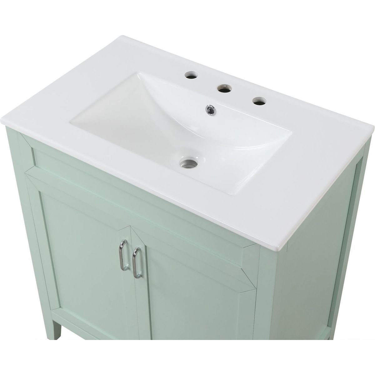 30" Bathroom Vanity with Sink, Multi-functional Bathroom Cabinet with Doors and Drawers, Solid Frame and MDF Board, Green