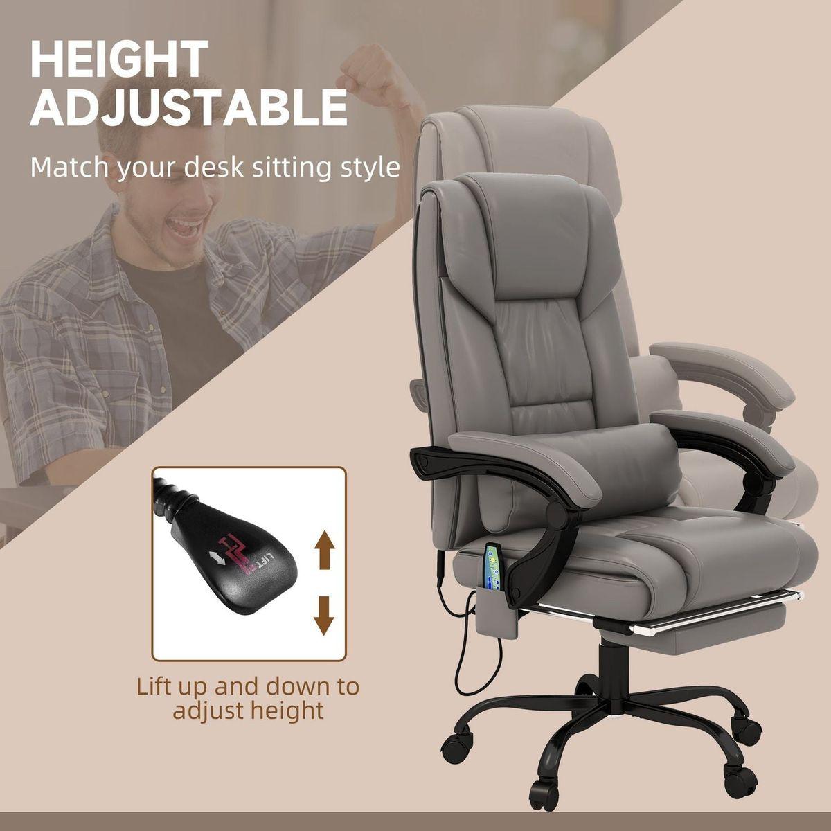 Vinsetto High Back Vibration Massage Office Chair with 6 Points Remote