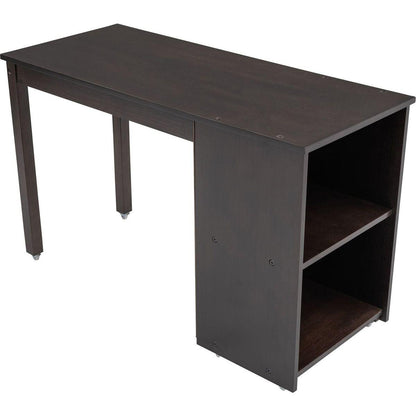 Low Study Twin Loft Bed with Cabinet and Rolling Portable Desk - Espresso