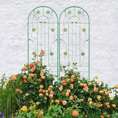 4 Pack Metal Garden Trellis 86.7" x 19.7" Rustproof Trellis for Climbing Plants Outdoor Flower Support Green