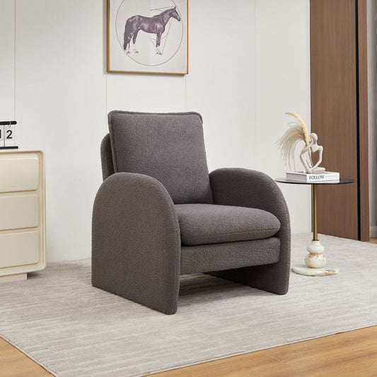 Modern Sherpa Upholstered Accent Chair, Comfortable Living Room Armchair, Lounge chair for Bedroom, and Office "Stylish and Ergonomic Design