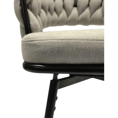 Bar Chair Linen Woven Bar Stool Set of 2,Black legs Barstools No Adjustable Kitchen Island Chairs,360 Swivel Bar Stools Upholstered Bar Chair Counter Stool Arm Chairs with Back Footrest, (Grey)