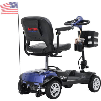 MAX SPORT BLUE 4 Wheels Outdoor Compact Mobility Scooter with 2 in 1 Cup & Phone Holder