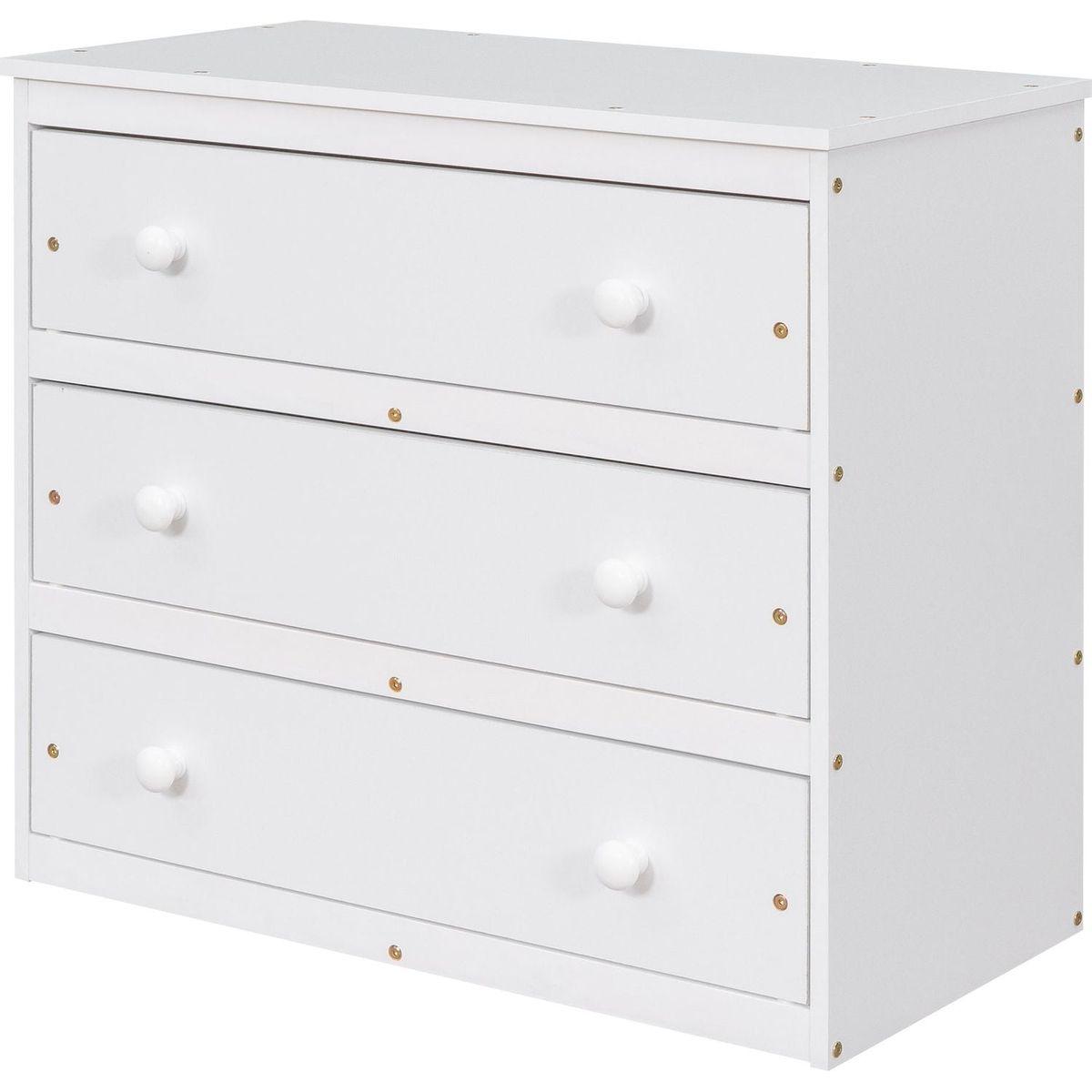 Low Study Full Loft Bed with Cabinet, Shelves and Rolling Portable Desk, Multiple Functions Bed- White