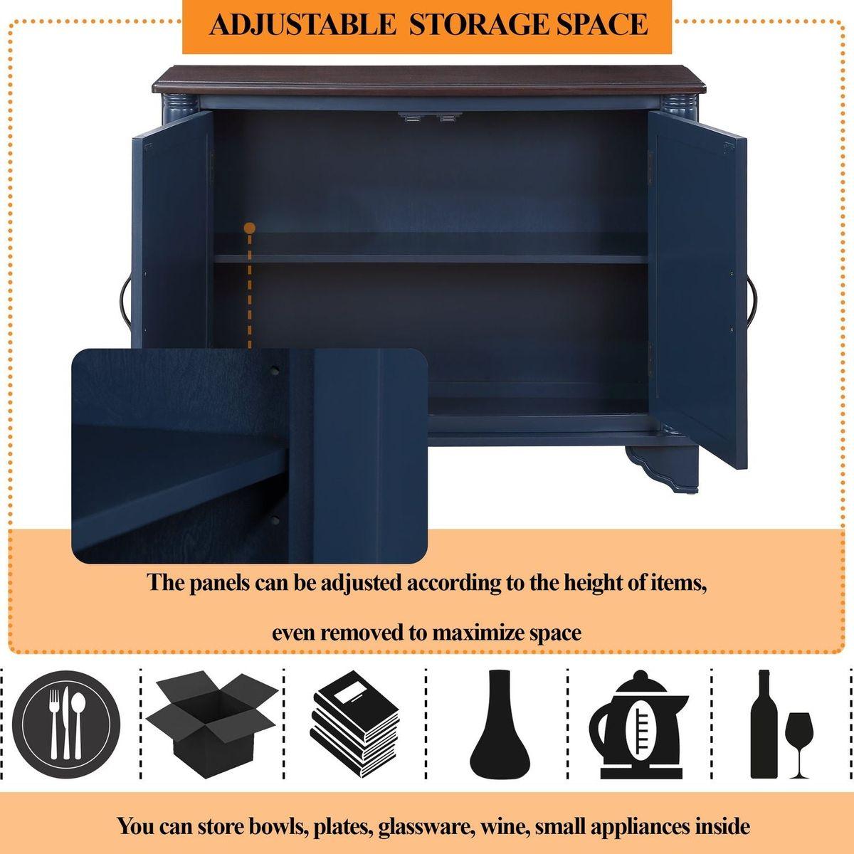 40" Console Table with Storage Shelf, Retro Entryway Table with Adjustable Storage Shelf, Sofa Couch Table for Hallway, Entry Way, Living Room, Foyer, Navy Blue and Brown Top