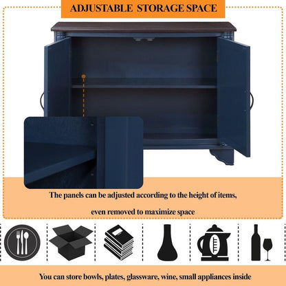 40" Console Table with Storage Shelf, Retro Entryway Table with Adjustable Storage Shelf, Sofa Couch Table for Hallway, Entry Way, Living Room, Foyer, Navy Blue and Brown Top