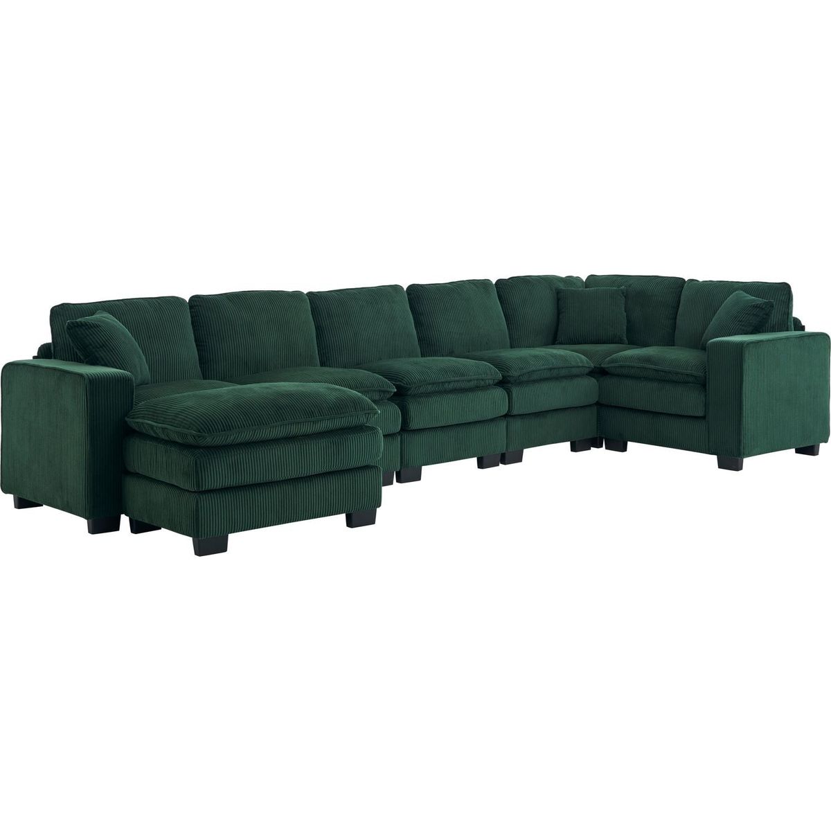 Modern U Shaped 6-seat Sectional Sofa Couch with one Ottoman and three toss pillows, Modular Sofa for Living Room,Corduroy sofa