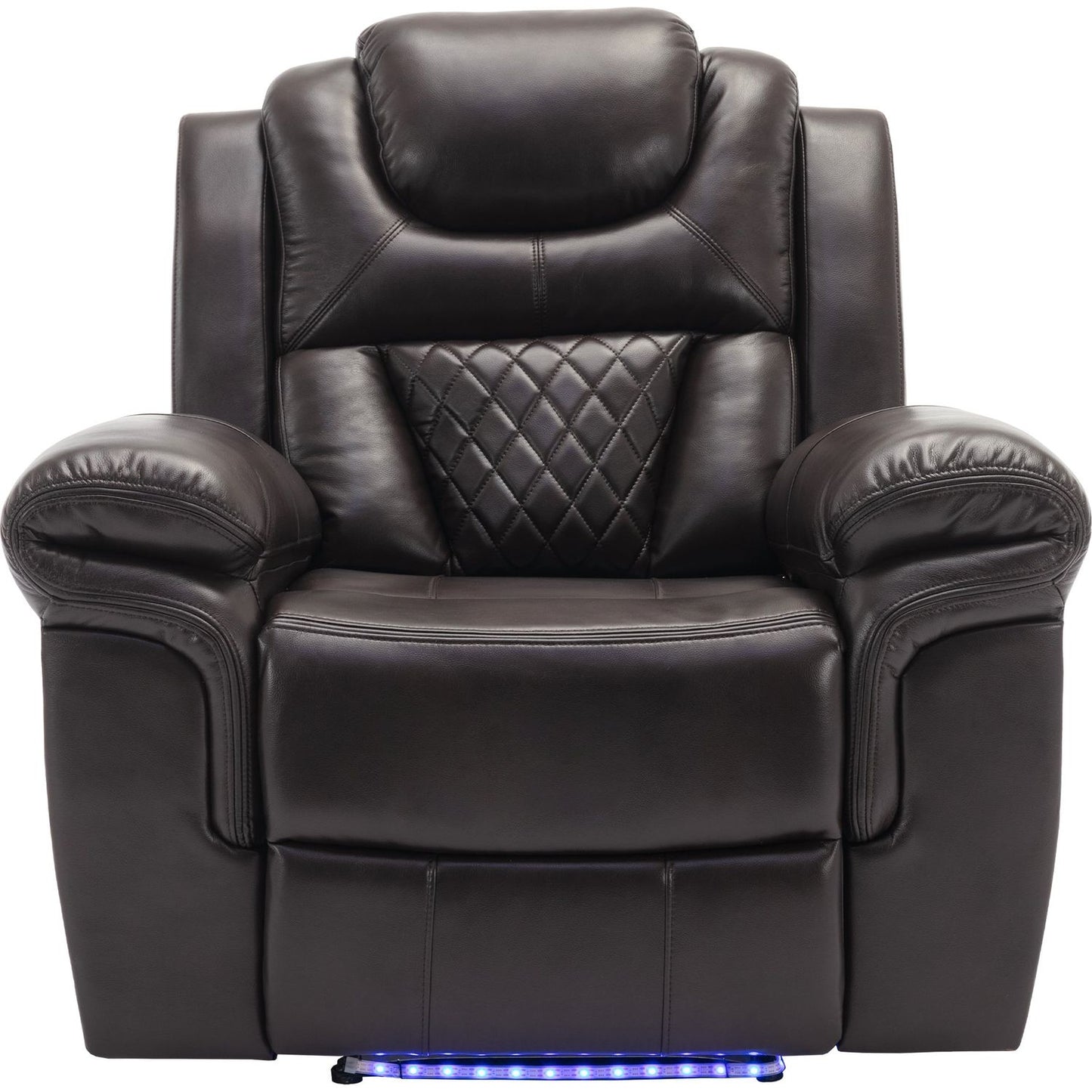 Home Theater Seating Manual Recliner Chair with LED Light Strip for Living Room,Bedroom, Brown