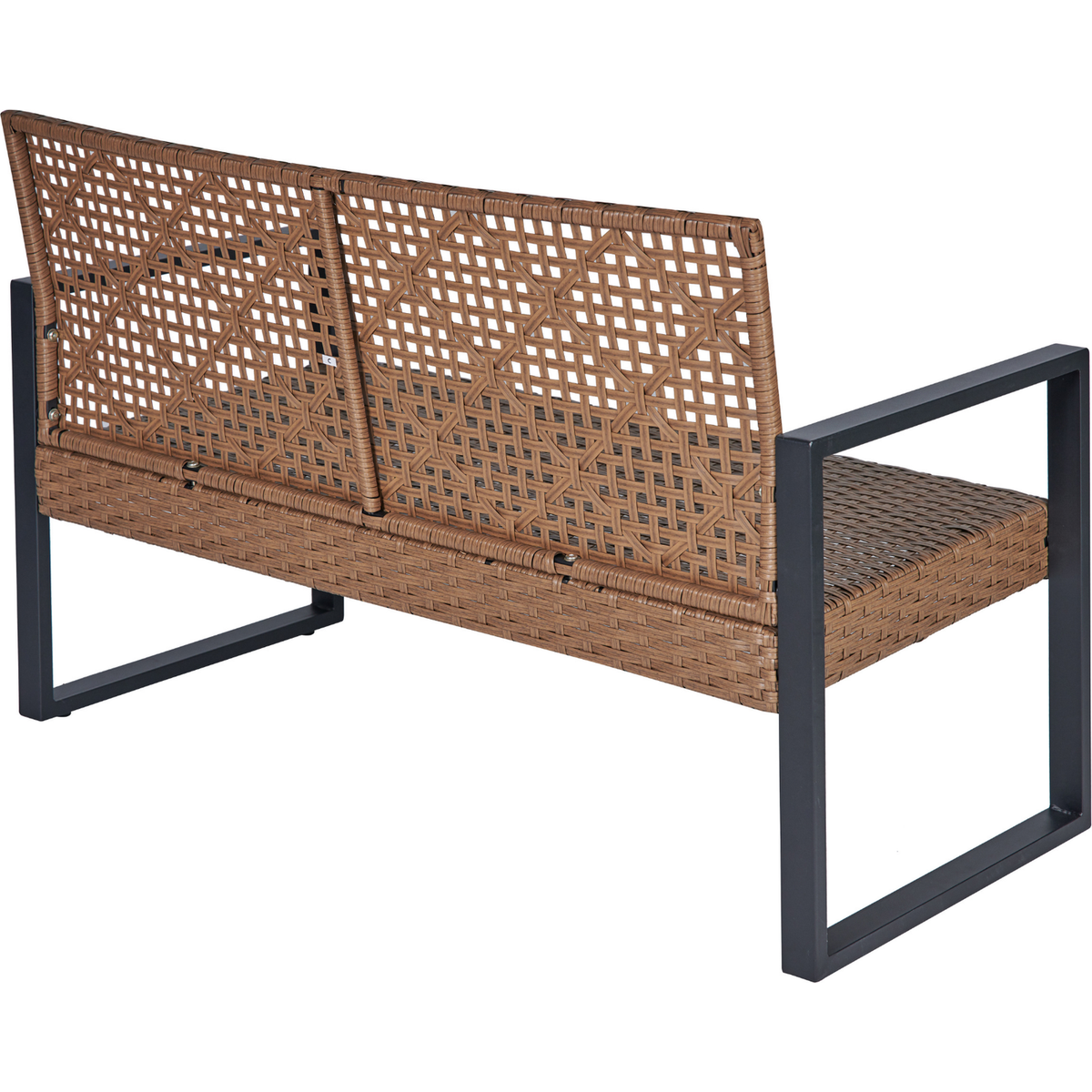 4-Piece Patio Furniture Set Outdoor Balcony Porch Garden Backyard Lawn Furniture Acacia Wood Table Top, Morden Black and Light Brown