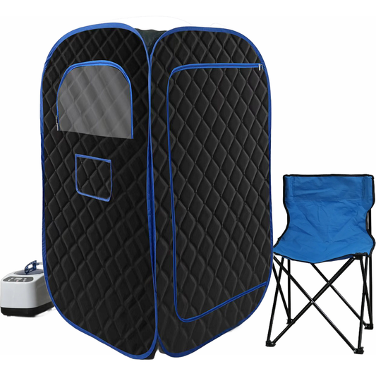 Portable Steam Sauna, Portable Sauna for Home, Sauna Tent Sauna Box with 3L Steamer with Remote Control and Folding Chair, Black