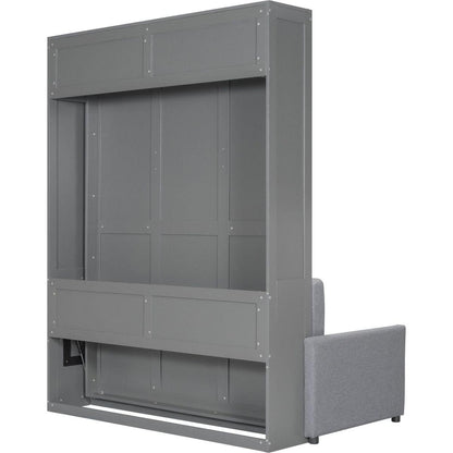 Queen Size Murphy Bed Wall Bed with Cushion,Gray
