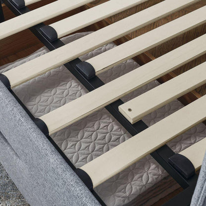 Twin Size Upholstery Daybed with Trundle Bed and Two Storage Drawers , Flat Arms with Pocket, Extendable Daybed for Bedroom Living Room,Linen Grey