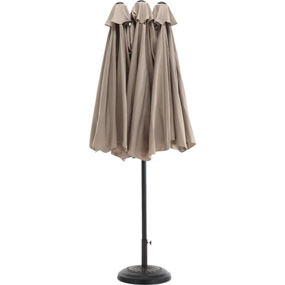14.8 Ft Double Sided Outdoor Umbrella Rectangular Large with Crank (khaki)