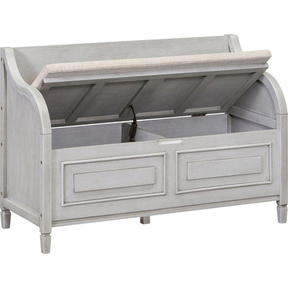 Rustic Style Solid wood Entryway Multifunctional Storage Bench with Safety Hinge (Gray Wash+ Beige)