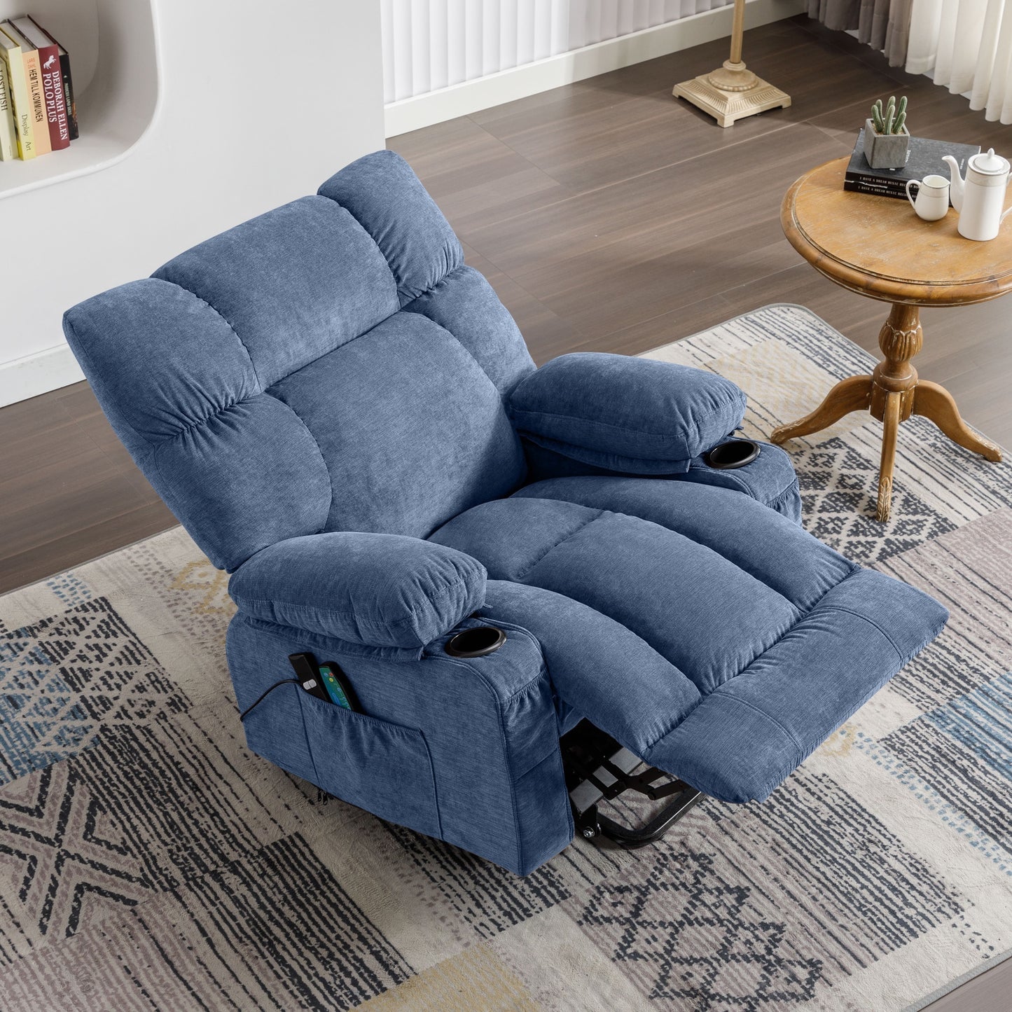 Power Lift Recliner Chair Recliners for Elderly with Heat and Massage Recliner Chair for Living Room with Infinite Position and Side Pocket,USB Charge Port,Blue