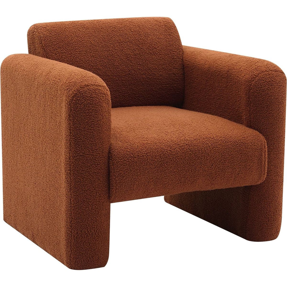 Modern Accent Chair Lambskin Sherpa Fabric Upholstered Comfy Reading Arm Chair Soft Padded Armchair with Back and Pillow for Living Room Bedroom Reception Waiting Room Office,Burnt Orange