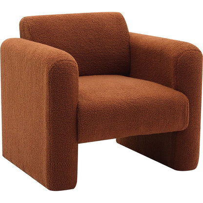 Modern Accent Chair Lambskin Sherpa Fabric Upholstered Comfy Reading Arm Chair Soft Padded Armchair with Back and Pillow for Living Room Bedroom Reception Waiting Room Office,Burnt Orange