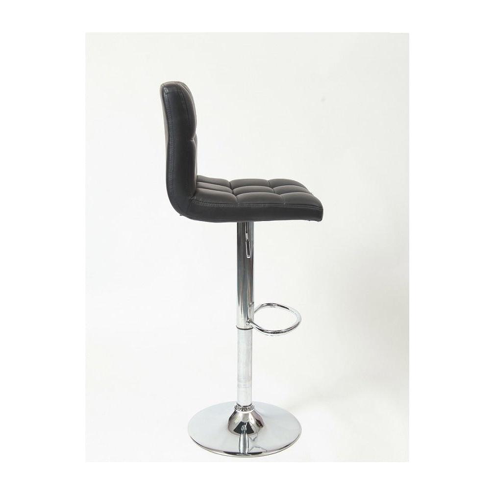 Swivel Faux Leather Adjustable Hydraulic Bar Stool, Set of 2, Black